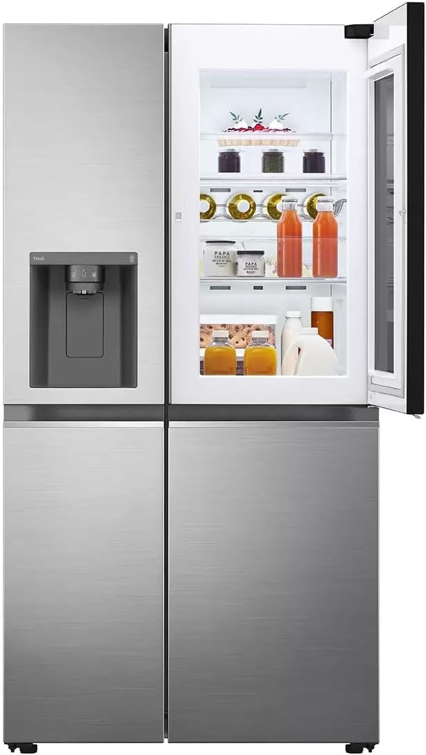 Generic LG Instaview™ Door-In-Door™ GSXV80PZLE, Side by Side Fridge Freezer, E Rated in Shiny Steel.