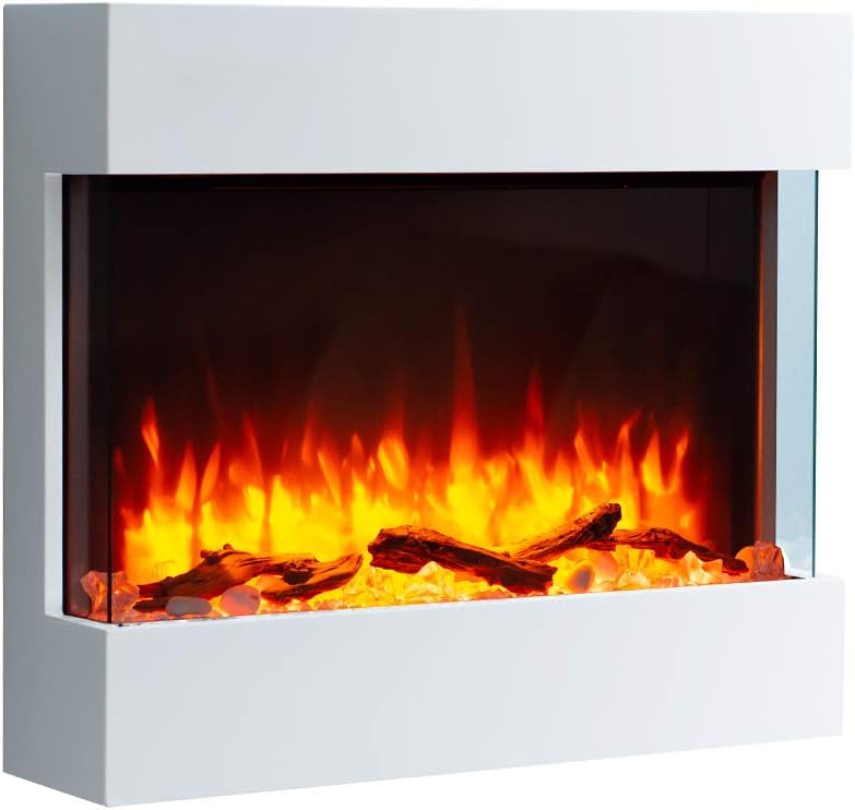 Endeavour Fires Haxby Wall Mounted Electric Fireplace 76cm/30” 1&2kW, 7 day Programmable Remote Control Fire with an Off White Surround.