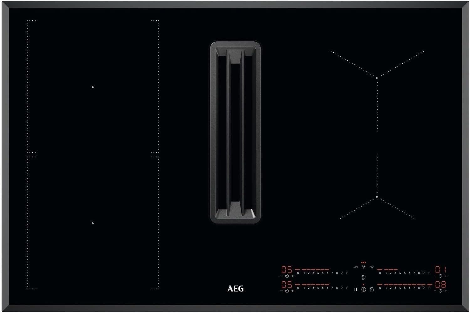 AEG 6000 Series 78cm Four Zone Venting Induction Hob With Bridge Zone - Black - Recirculation Model Only.