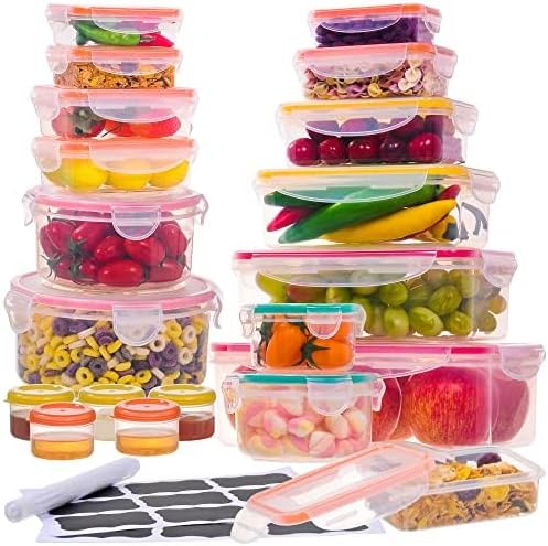 38 Pcs Large Food storage containers-2500ML to Sauces Box Stackable Kitchen storage bowls sets BPAFree Leak proof Plastic food Storage Containers with lids airtight-Microwave freezer safe lunch boxes.