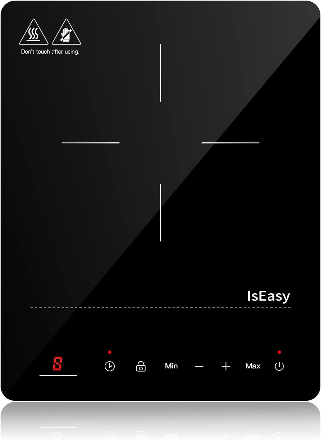 IsEasy Single Induction Cooker 2100W Portable Induction Hob with Slim Black Crystal Panel Body, Induction Plate with 9 Power Levels Setting, Max & Min Function, 8-hours Timer, Safety Lock (WQ-8030).