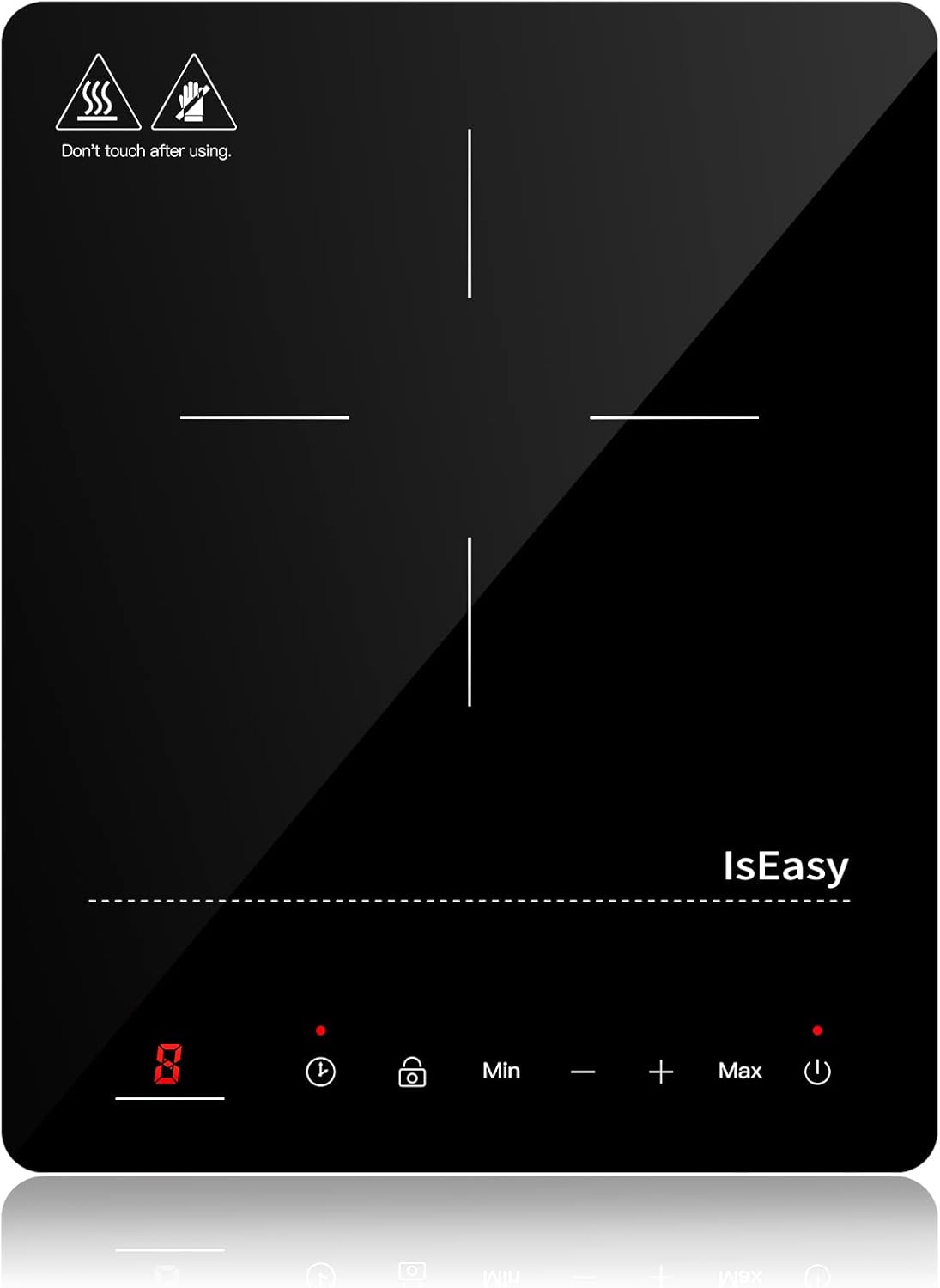 IsEasy Single Induction Cooker 2100W Portable Induction Hob with Slim Black Crystal Panel Body, Induction Plate with 9 Power Levels Setting, Max & Min Function, 8-hours Timer, Safety Lock (WQ-8030).