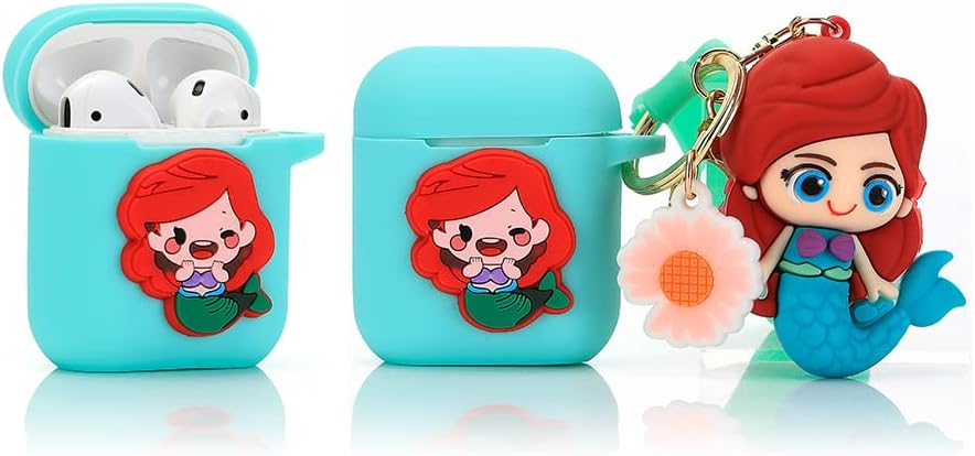 Derhom Silicone Airpods Cover Cute Funny Compatible with Apple Airpods 1 and 2 [Cartoon Belt Doll Series] (Mickey).