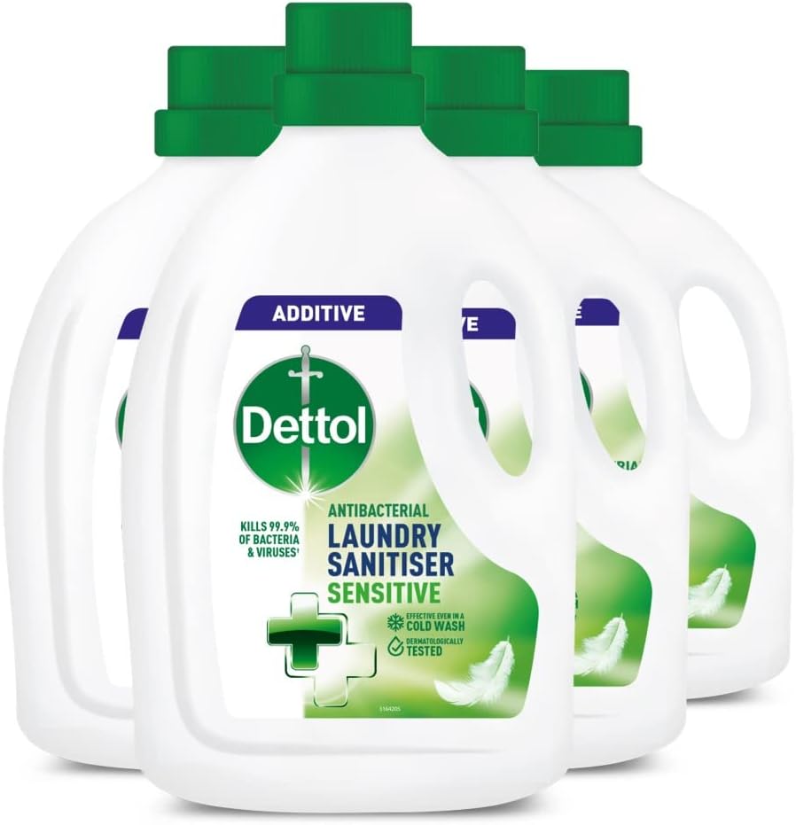 Dettol Laundry Sanitiser, Fresh Cotton Fragrance, Multipack of 4 X 1.5L, Total of 6L, Laundry Cleanser, Laundry Disinfectant, Kills 99.99 Percent of Germs, Antibacterial, Disinfecting, Laundry.