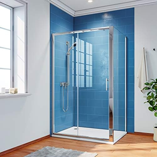 ELEGANT 1000mm Sliding Shower Door Enclosure Reversible 6mm Glass Shower Screen Bathroom Shower Cubicle.