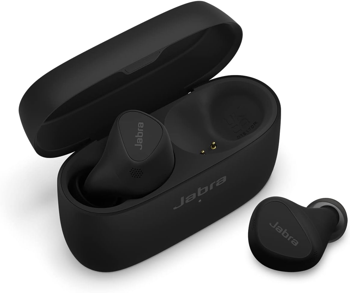 Jabra Elite 5 True Wireless In Ear Bluetooth Earbuds with Hybrid Active Noise Cancellation (ANC), 6 built-in Microphones, Ergonomic Fit, 6 mm Speakers - Made for iPhone - Black - Exclusive to Amazon.