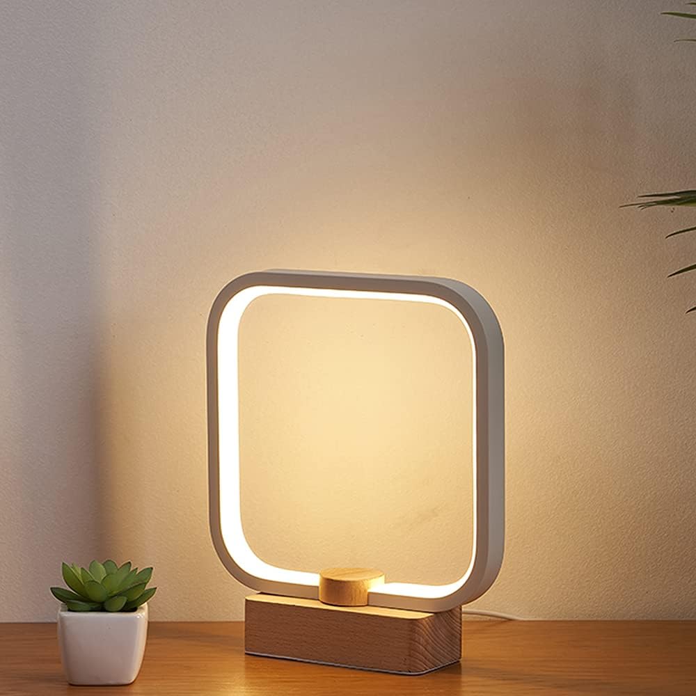 LED Wood Table Lamp, 3-Color Temperature Bedside Lamp,Bedroom Bedside Night Light, Dimmable Led Lighting, Small Table Lamps for Living Room OfficeCreative Home Decor, Unique House warmging Gift.