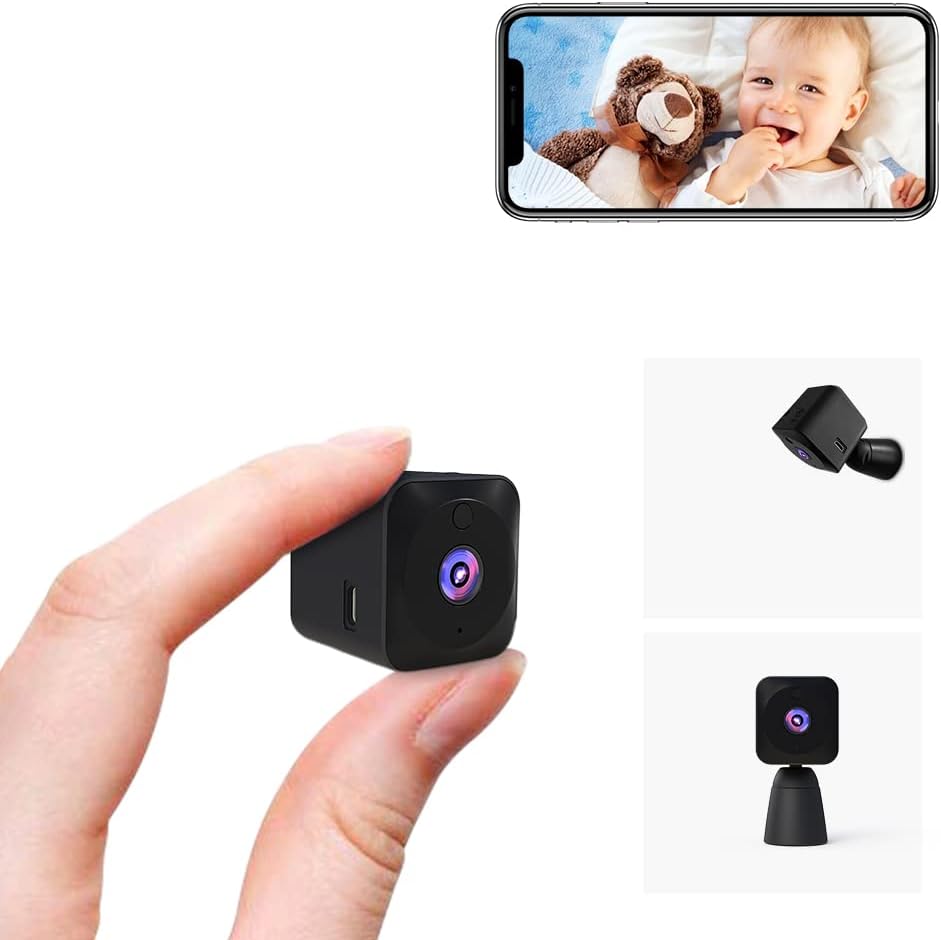 AOBOCAM Mini Spy Hidden Cameras For Home Security 4K HD Wide Angle Wireless WiFi Small Nanny Cam Indoor Surveillance Cameras With APP/Motion Detection/Night Vision.