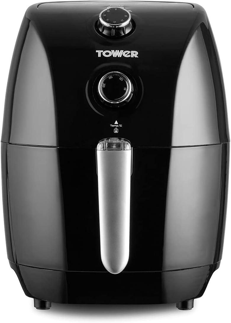 Tower T17025 Vortx Compact Air Fryer with Rapid Air Circulation, 30-Minute Timer, 1.5L, 900W, Black.