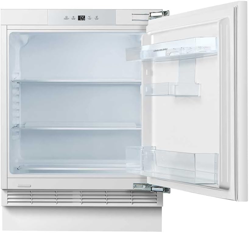 Cookology CBULF601 138 Litre Capacity Integrated Built In Undercounter Larder Fridge, Adjustable Temperature Control and Legs, Reversible Door, LED Interior Light - White.