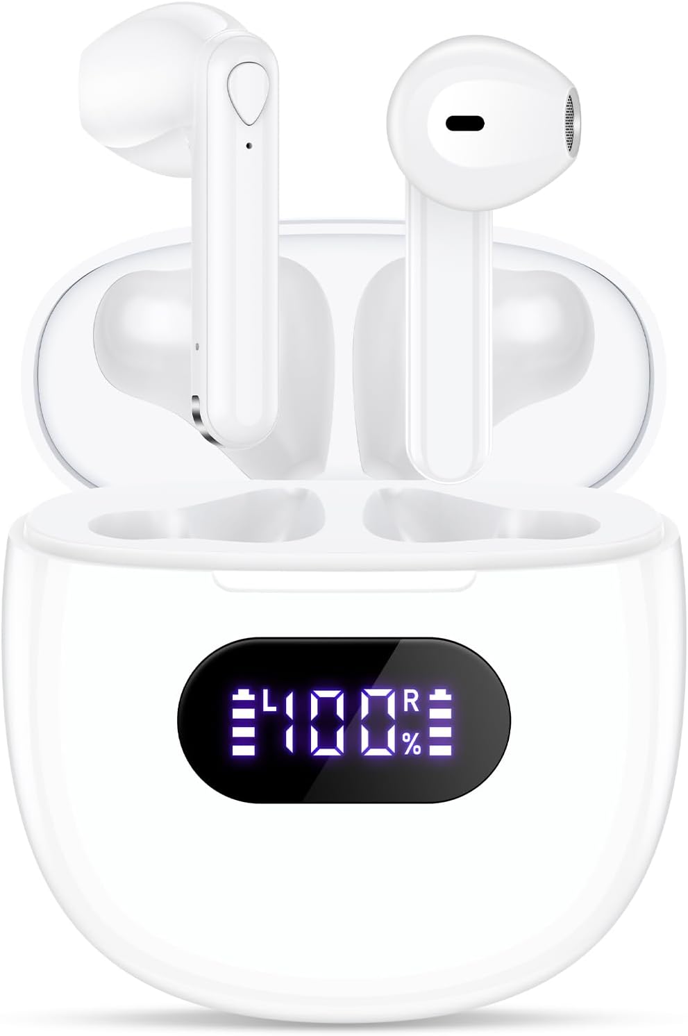 Wireless Earbuds, V5.3 Bluetooth Headphones, 48H Playtime LED Power Display Wireless Charging Case, HiFi Stereo Deep Base Earphones IPX7 Waterproof Ear Buds with Built-in Mic for Workout/Home/Office.