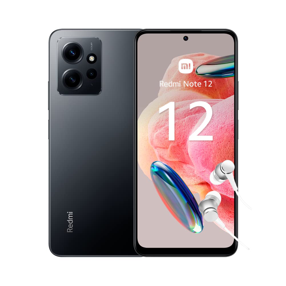 Xiaomi Redmi Note 12 Smartphone, 4+128GB, 6.67 Inch FHD+ AMOLED DotDisplay, 5,000 mAh, 50MP Camera, 33W Fast Charging, Dual SIM, Onyx Grey (UK Version 2 Year Warranty).