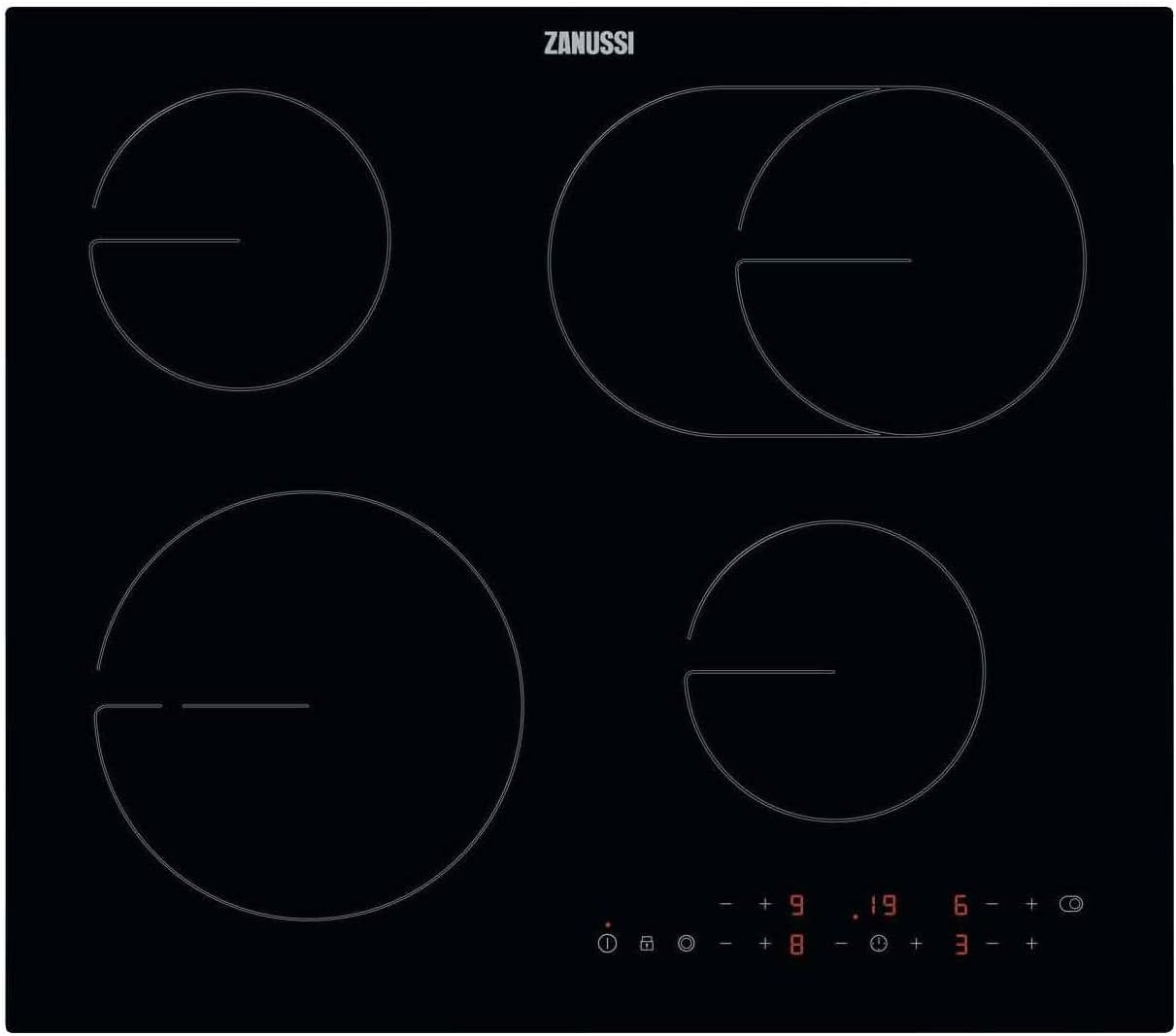 Zanussi 60cm 4 Zone Ceramic Hob with OvalZone.