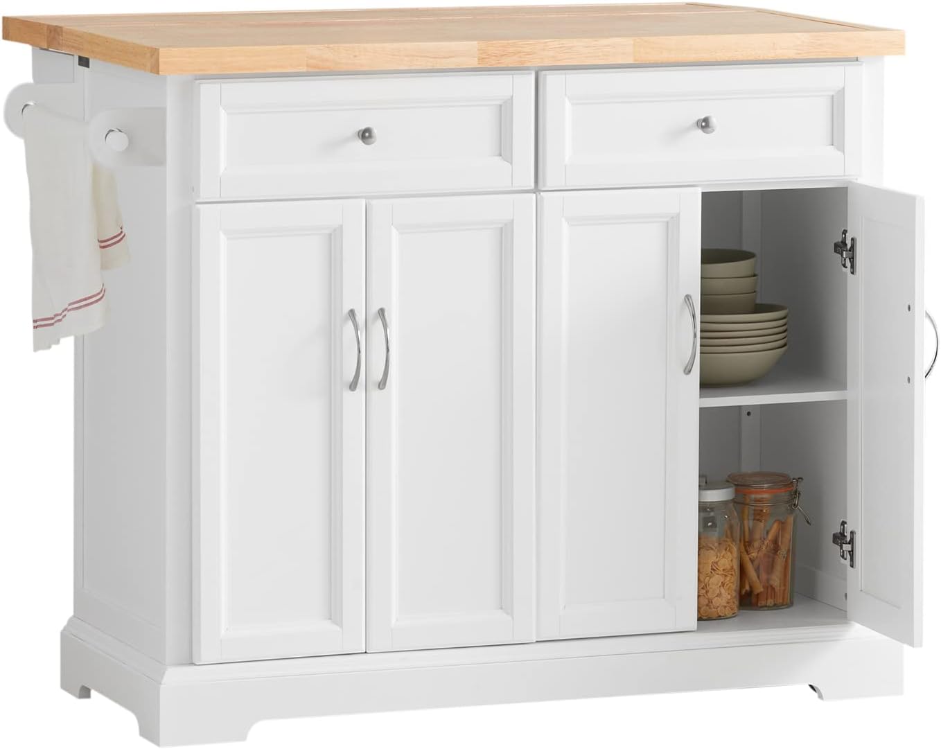 SoBuy FKW71-SCH, Extendable Kitchen Storage Trolley Kitchen Cabinet Cupboard Sideboard Kitchen Island.