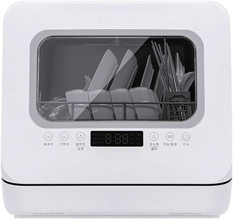 Table Top Dishwasher Compact Portable Countertop, Built-in, with 6 Place Settings, Antibacterial Storage, with Fruit and Vegetable Washing Function,LED Display, White.