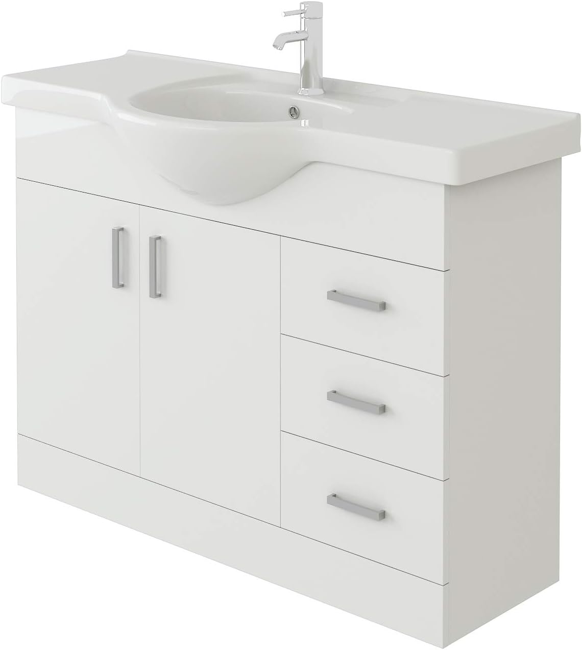 VeeBath Linx Bathroom Vanity Basin Sink Cabinet Unit High Gloss White Soft Close Door Hinges Storage Furniture - 1050mm.