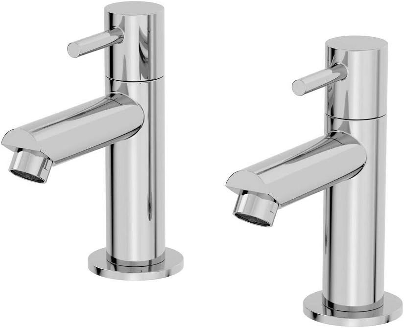 One Pair of Hot and Cold Bath Tub Taps Basin Sink Mixer Taps Chrome Bathroom Cloakroom Faucets Two Separate Taps Chrome Single Lever Contol.