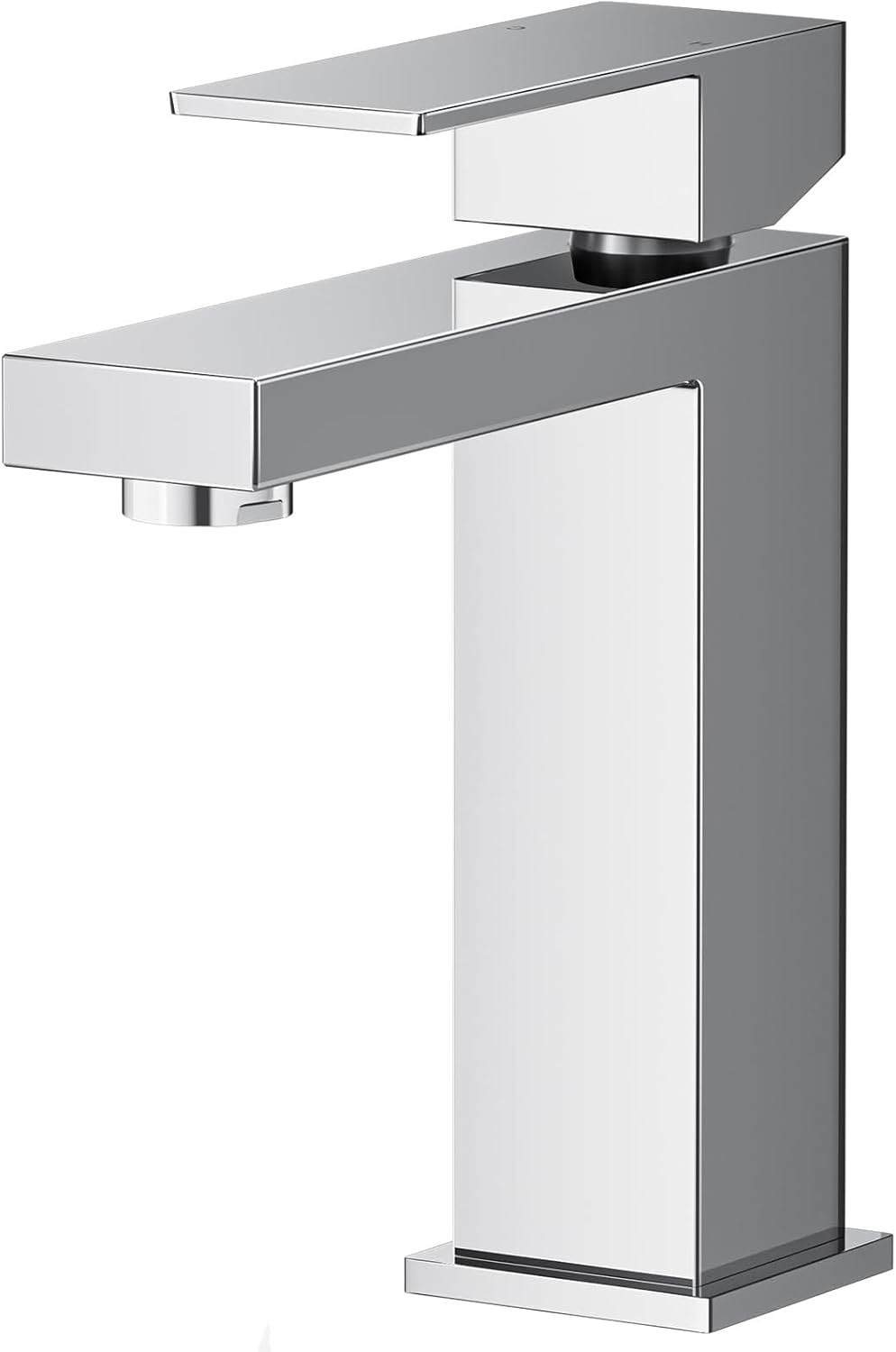 Warmiehomy Chrome Basin Taps Mixer Bathroom Sink Taps Single Lever Hot and Cold Water Sink Taps with UK Standard Hoses,Square.