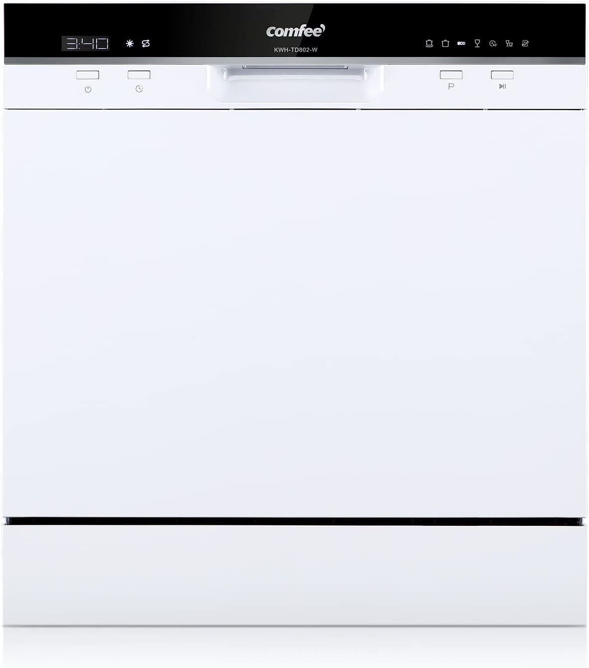 COMFEE' Freestanding Dishwasher CDWEF1034BW-UK 45cm Width, Slimline Dishwasher with 10 place settings, Quick Wash, Hygiene Wash, Delay Start, Half Load, Adjustable Basket - White.