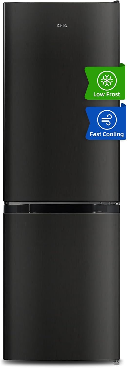 CHiQ CBM159LEBDU, Fridge Freezer, 157L, 70/30, 12-Year Compressor Service, Low Frost, D, 39 dB, 48cm Wide 144cm Tall, Black, 2023.