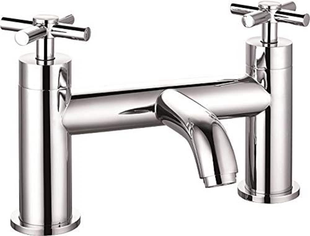 VeeBath Elmbridge Crosshead Monobloc Double Lever Bath Filler Mixer Tap Bathroom Tub Brass Faucet - Chrome.