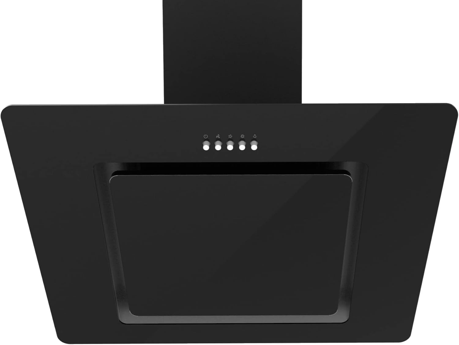 Statesman ACH60BL Angled Cooker Hood Extractor Fan, Chimney Vent Hood with 3 Speed Settings & LED Lights, Washable Grease Filter, 60cm, Energy Rating B, Black Glass.