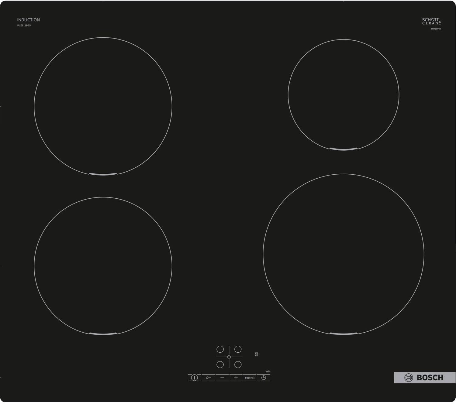 Bosch PUE611BB5B Induction hob, 60 cm, Black, Serie 4, Built in.