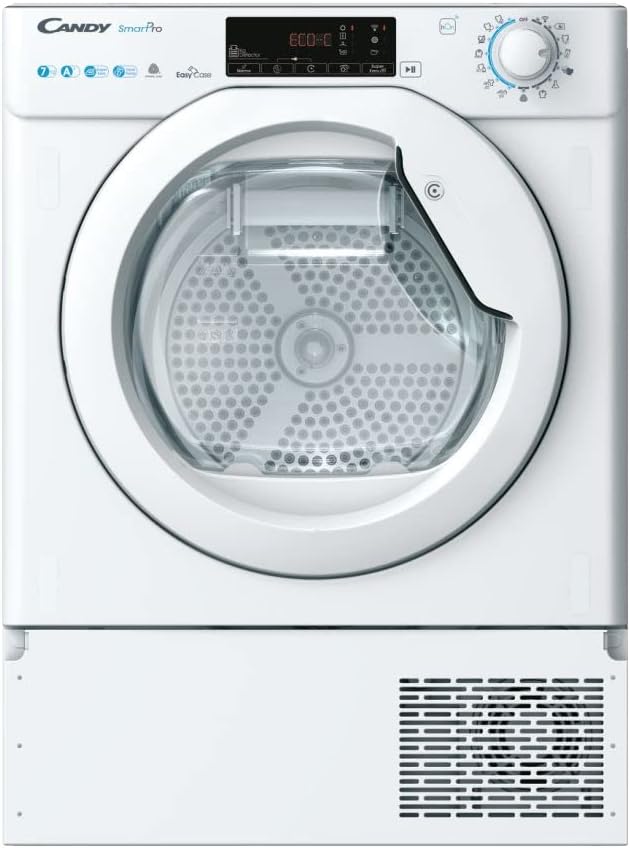 Candy Integrated Heat Pump Tumble Dryer, Wifi Connected, 7KG, Sensor Dry, Large display, White with Chrome Door.