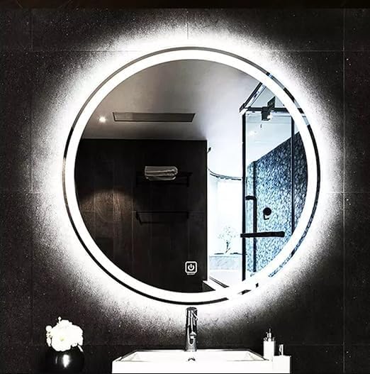 Biznest Round Bathroom Led Mirror Lights Illuminated Demister Pad Antifog Touch Design 2 (60x60cm).