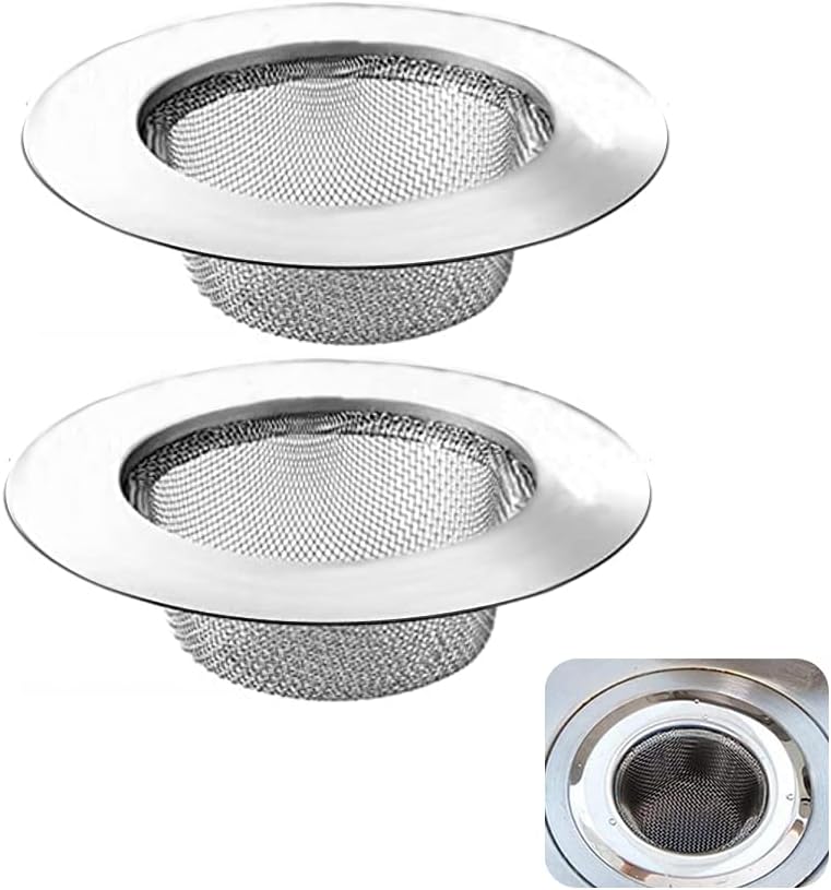 2 Pcs Kitchen Sink Strainer, Stainless Steel Sink Drain Strainer, 7.5 cm Drain Filter Strainer, Bathroom Sink Stopper, Hair Catcher, for Kitchen Sink, Bathroom, Bathtub, Wash Basin.