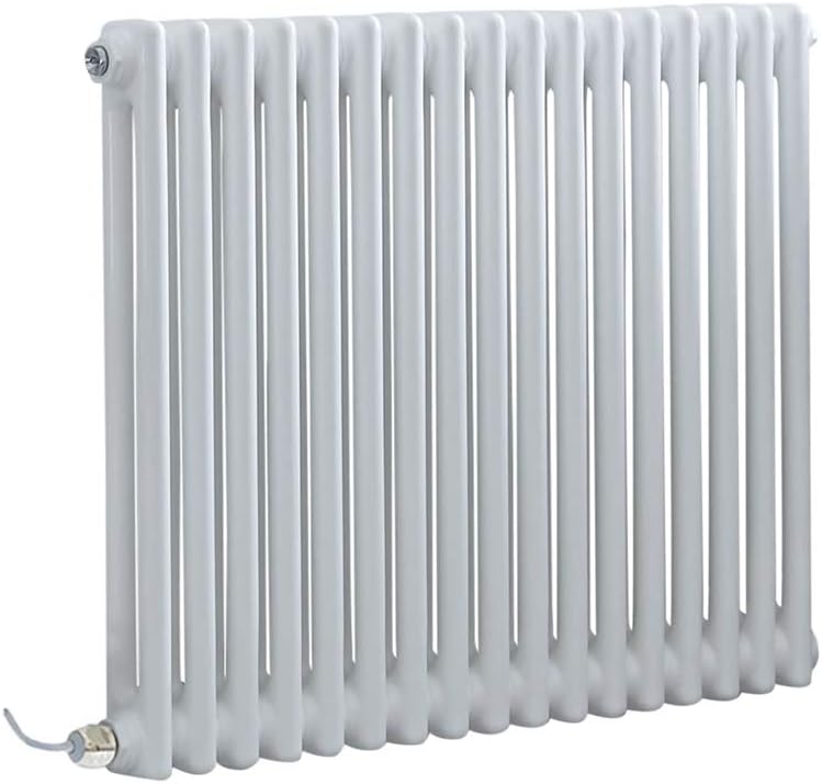 Milano Windsor - 1200W White Cast Iron Style Horizontal Double Column Electric Radiator WiFi Thermostat - 600mm x 1010mm.