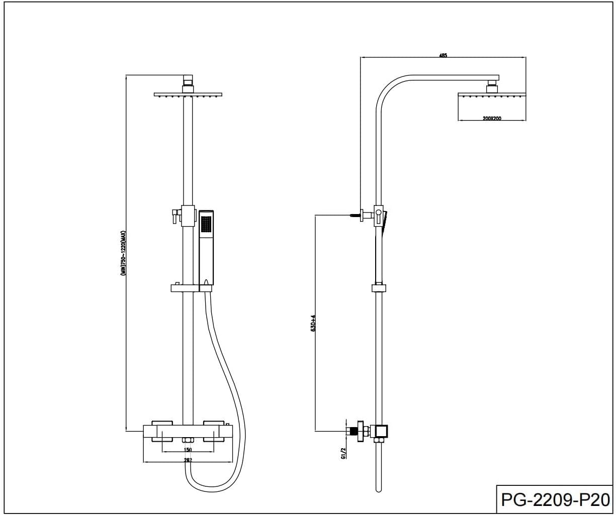 Shower Mixer Set,Shower System Thermostatic,Adjustable-Height Shower Mixer Bar Set for Bathroom, Thermostatic Shower Set, YOOZENA.