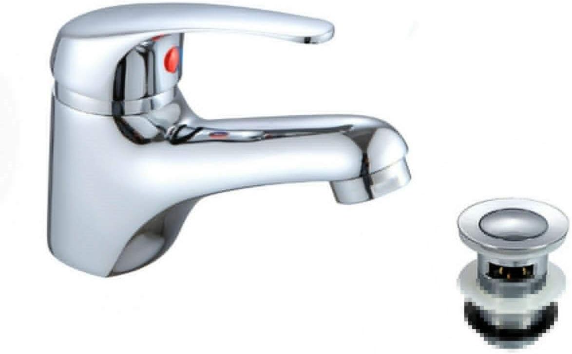 One Pair of Hot and Cold Bath Tub Taps Basin Sink Mixer Taps Chrome Bathroom Cloakroom Faucets Two Separate Taps Chrome Single Lever Contol.