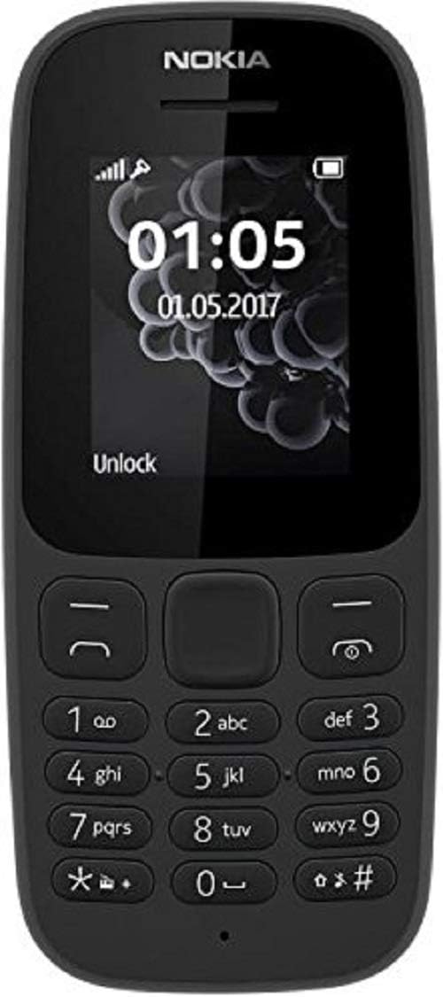 Nokia 105 2G Feature Phone with long-lasting battery, 12 hours of talk-time, wireless FM radio, large display, and tactile keyboard, Dual Sim - Charcoal