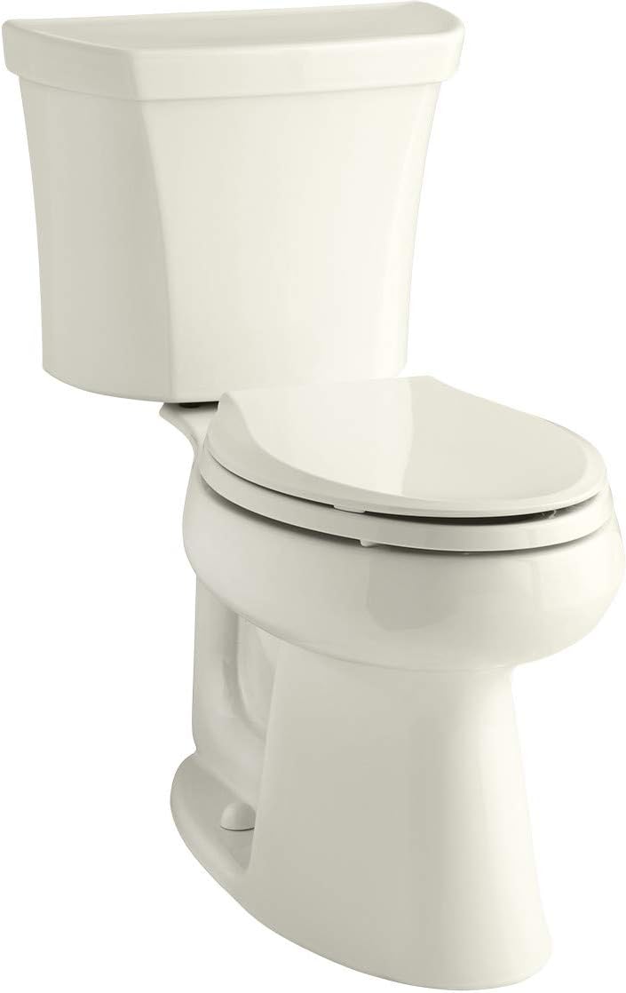 Kohler K Highline K-6393-RA-96 Comfort Height Two-Piece Elongated Dual Toilet with Class Five Flush Technology and Right-Hand Trip Lever, Biscuit.