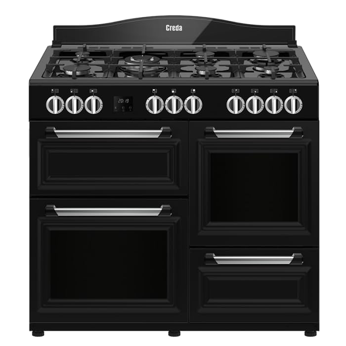 Creda C100RCDFTBL 100cm 4 Cavity Traditional Dual Fuel Range Cooker - Black.