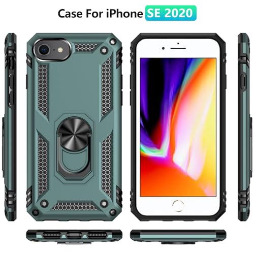 Yiakeng for iPhone 8 Case, iPhone 7 Case With Screen Protector, Silicone Shockproof Military Grade Protective Phone Cover for iPhone SE 2020 (Black).