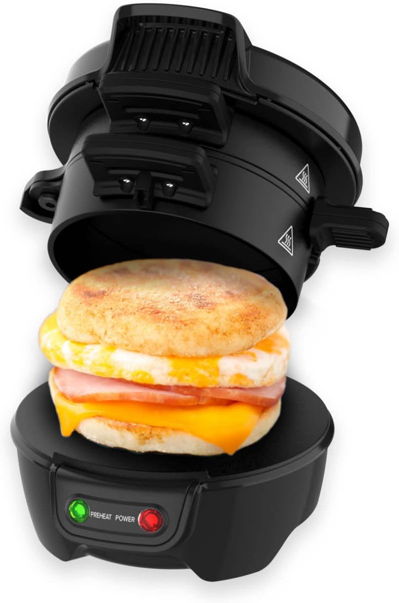 High Street TV Drew & Cole Breakfast Electric Sandwich Maker - Grilled Sandwich Maker With Easy To Clean Non-Stick Cooking Plates, Black.