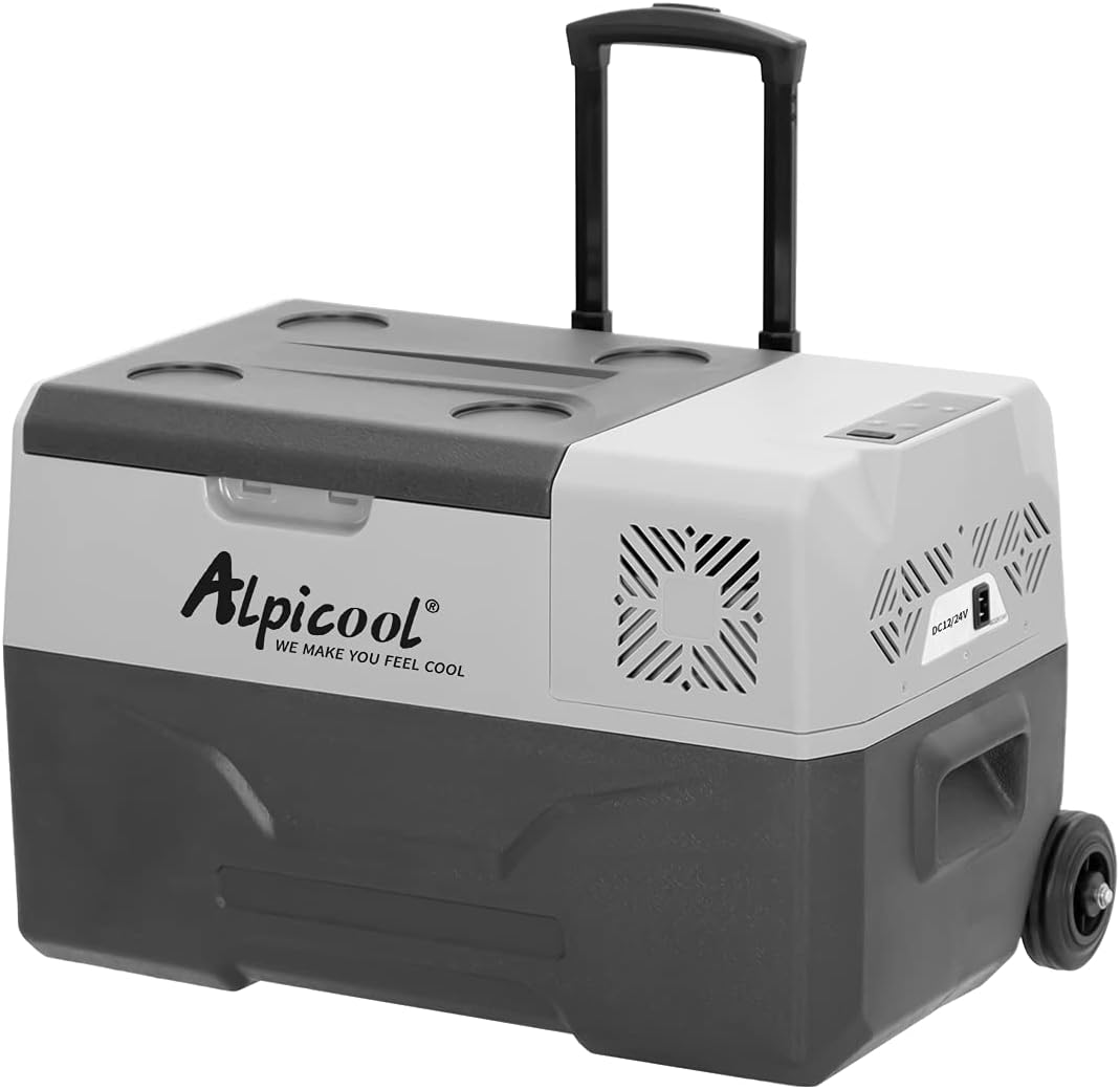 Alpicool CX50 50L Portable Refrigerator Car Fridge Freezer with Telescopic Handle Cool Box for camping, driving, Picnic.