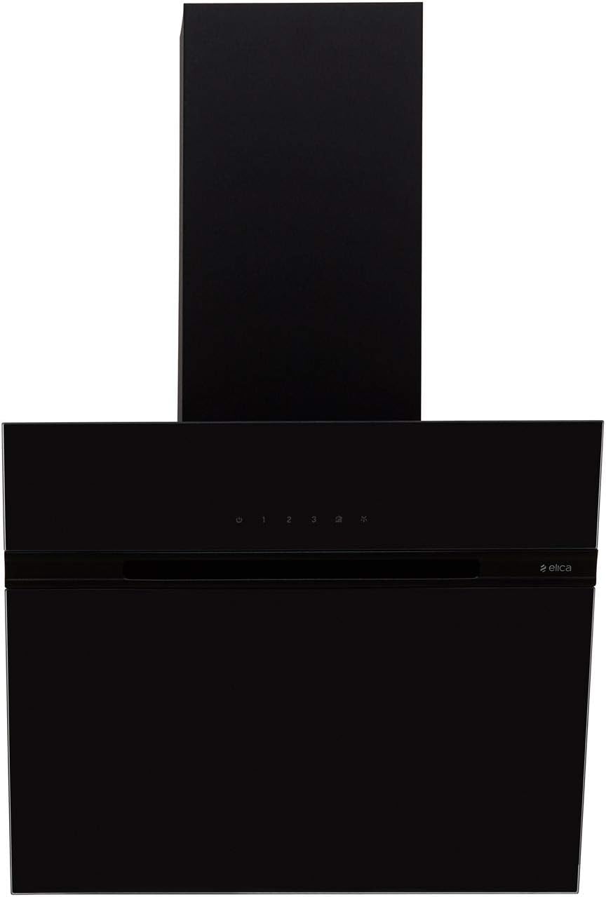 Elica ASC-LED-60BLK 59 cm Angled Chimney Cooker Hood - Black Glass.