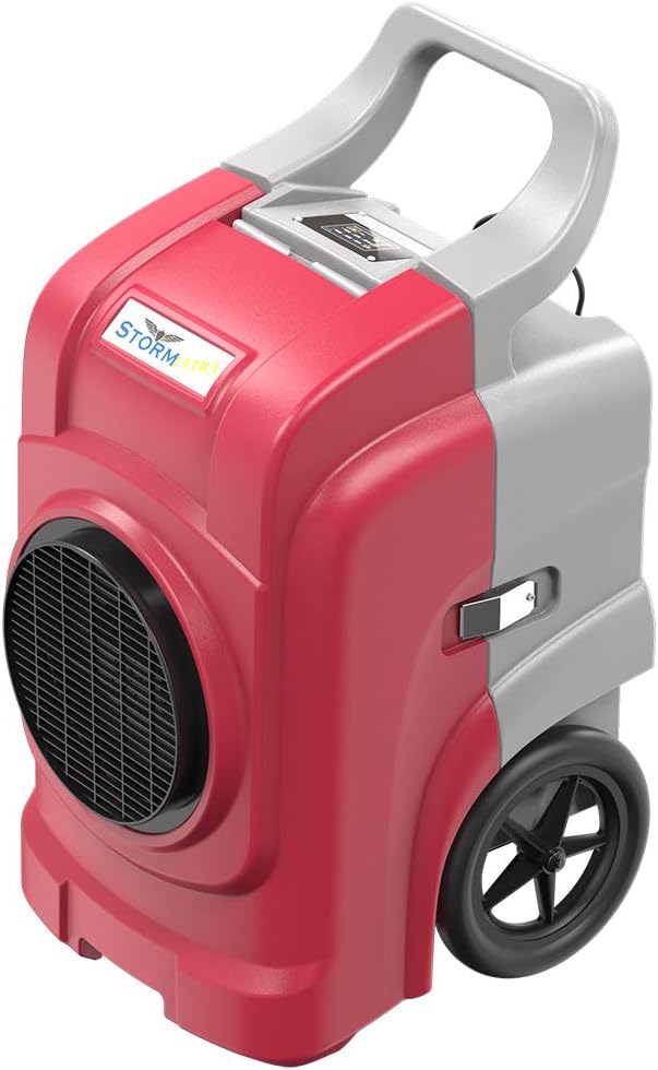 AlorAir Storm Elite Commercial Dehumidifier, 270 PPD High Performance, cETL Listed, LCD Display, 5 Years Warranty, Industrial Dehumidifier with a Pump, Cover 3,000 sq. Ft, for Disaster Rest (Red).