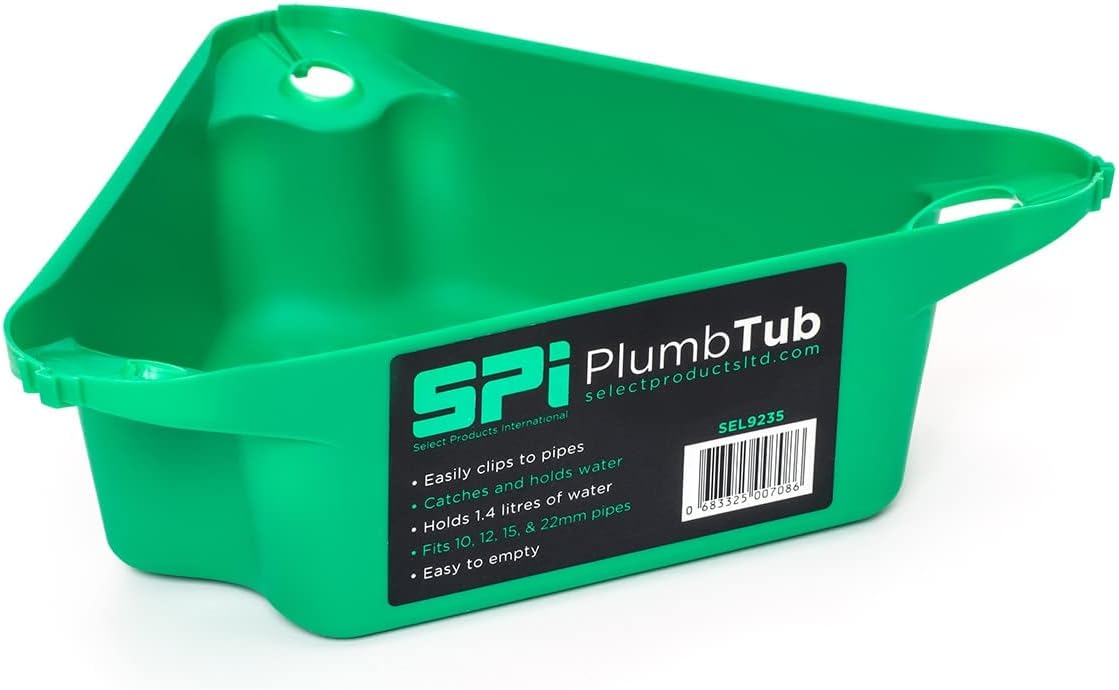 Plumb Tub - SPI Radiator Draining Tub: Hassle-Free Radiator Draining. Versatile, Compatible with a Wide Range of Radiators - 1.4L Capacity - SPI Green.