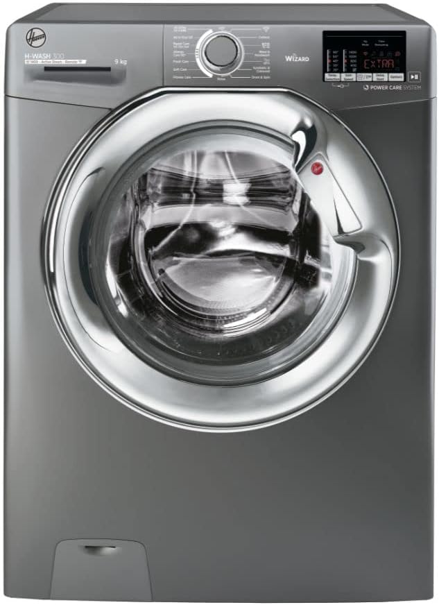 Hoover H Wash 300 Lite H3WS 495DACGE-80 9kg Load 1400rpm Freestanding Washing Machine, Android App enabled, Graphite.