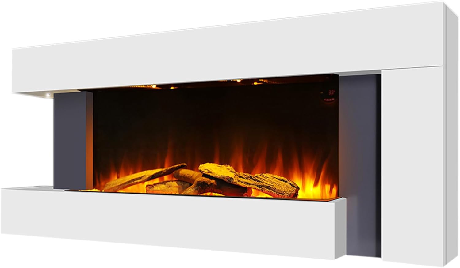 INMOZATA Electric Fireplace Wall Mounted/Free Standing 52inch /132CM Electric Fire Suites in White 7 day Programmable Remote Control Electric Fire Heater with Flame Effect and Moon Lighting.