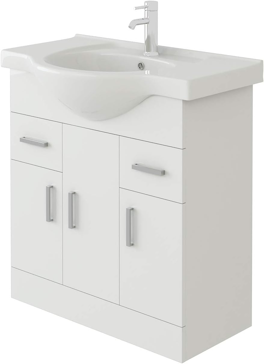 VeeBath Linx Bathroom Vanity Basin Sink Cabinet Unit High Gloss White Soft Close Door Hinges Storage Furniture - 1050mm.