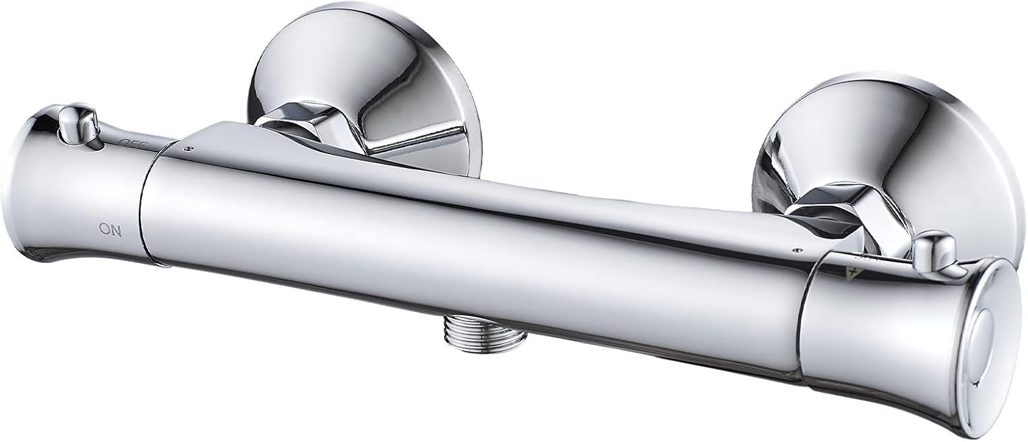 Thermostatic Shower Mixer Bar with Shower Riser Kit, NewEast Chrome Shower Mixer Set, Wall Mounted Mixer Shower Valve.