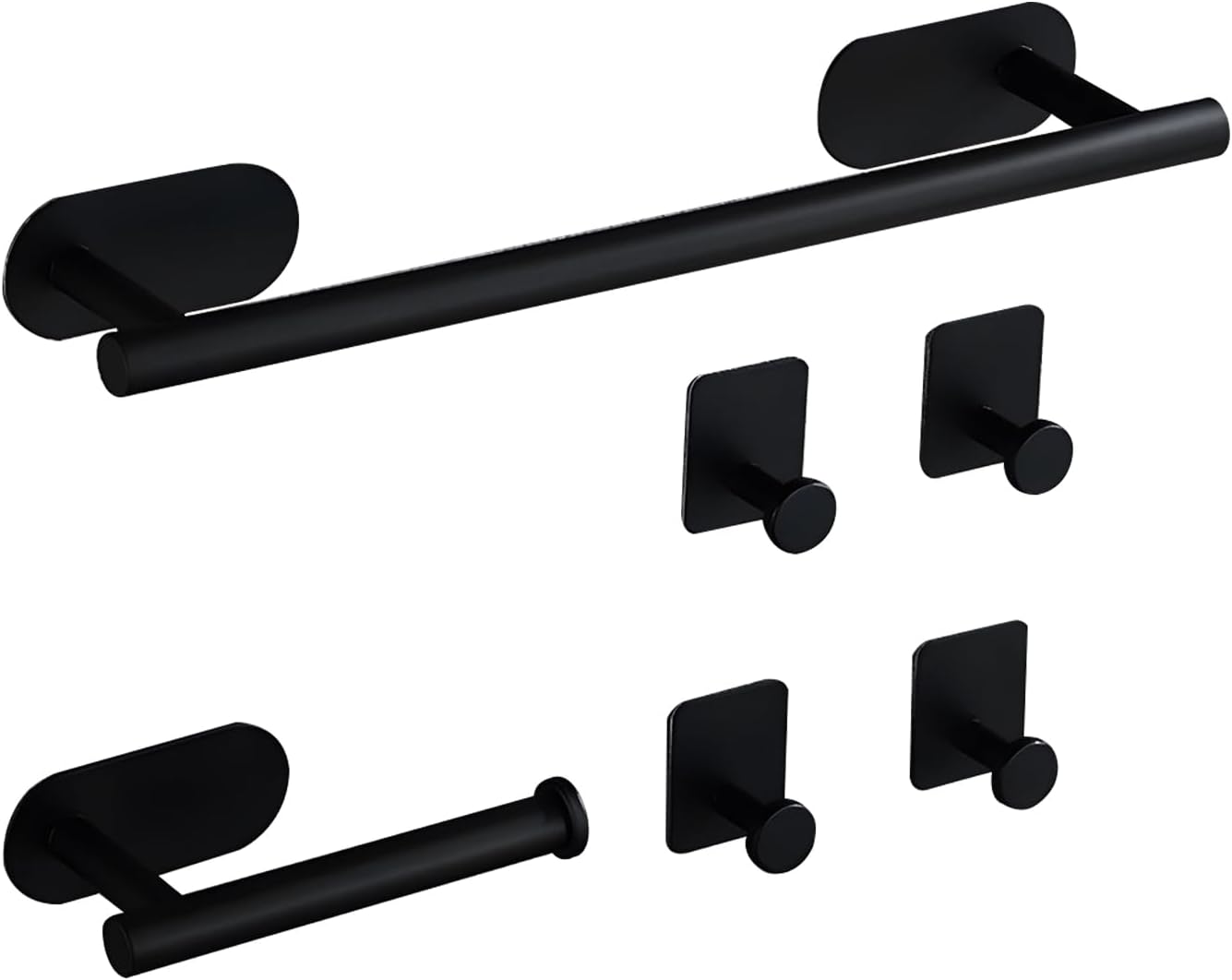 6 Pcs Self Adhesive Towel Rail, toilet Roll Holder Bathroom Accessory Self Adhesive Toilet Roll Holder - Wall Mounted for Convenient Bathroom Storage(Black).