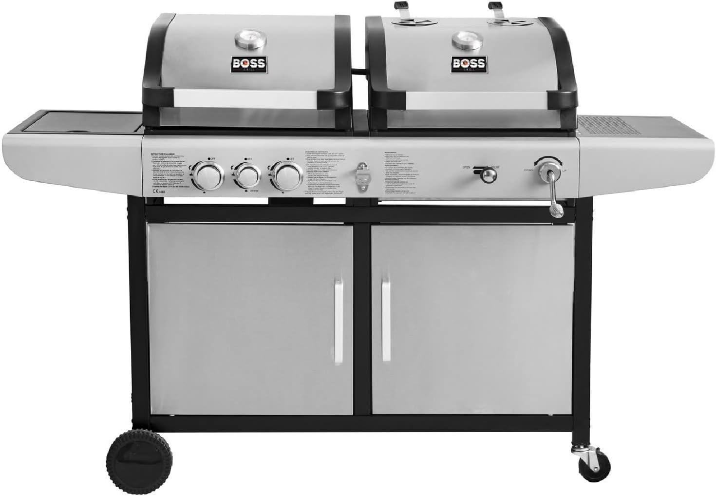 Boss Grill Premium Dual Fuel - 2 Burner Dual Fuel BBQ with Side Burner Stainless.