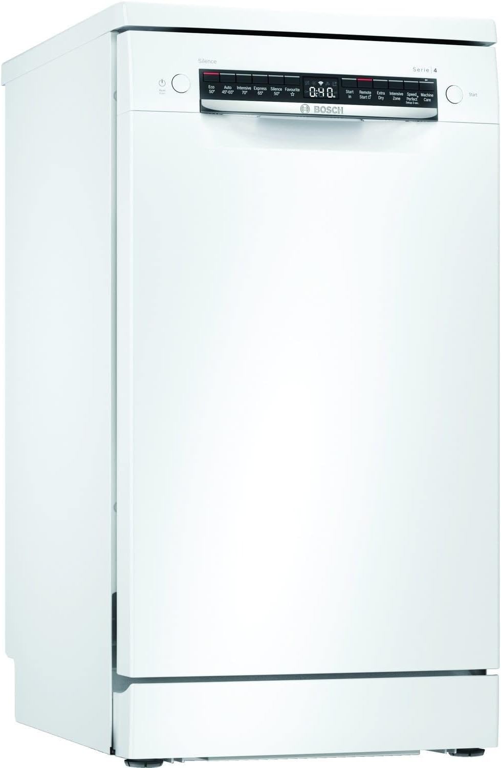 Bosch Home & Kitchen Appliances Bosch SPS4HMW53G Slimline Dishwasher, 10 place settings, ExtraDry, Silence on Demand, 9.5 litre water usage, White, Freestanding.