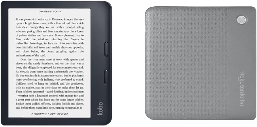 Kobo Libra 2 | eReader- | Blue Light Reduction | eBooks | WIFI | 32 GB of Storage | Carta E Ink Technology | Black & Libra 2 SleepCover Case | Basic Grey | Sleep/Wake Technology.